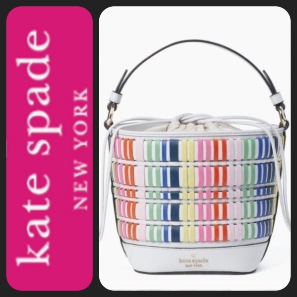 ♠️NEW-KATE SPADE♠️ Pippa rainbow woven small bucket